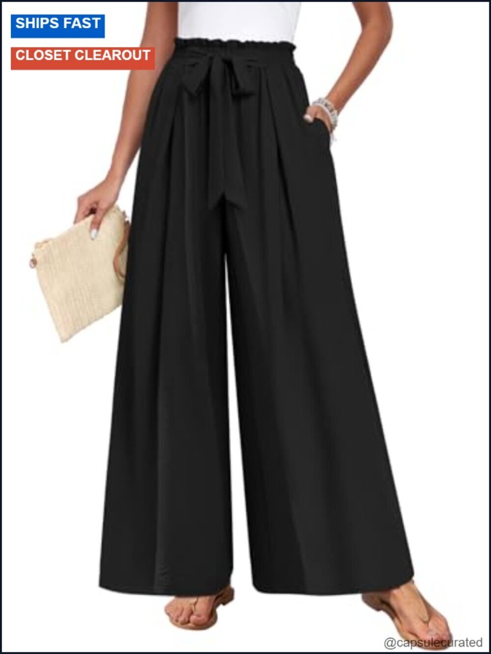 Wide Leg Pants with Pockets High Waisted Plus Size Palazzo Pants Casual Flowy